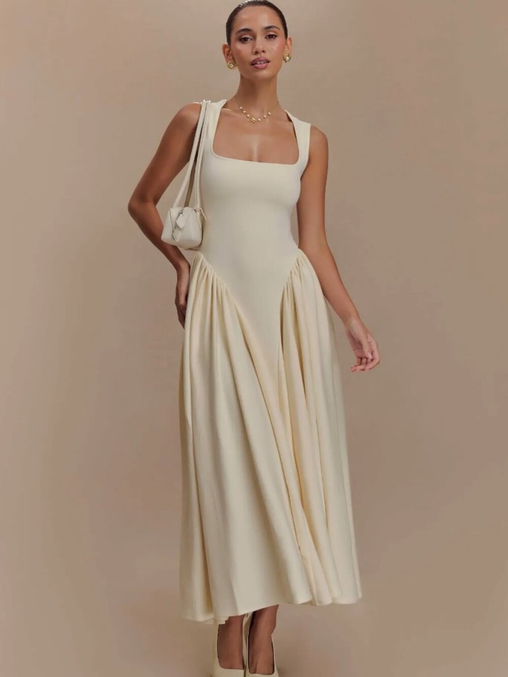Meshki Sharon Scuba Jersey Midi Dress - Ivory - Size XS Good Condition